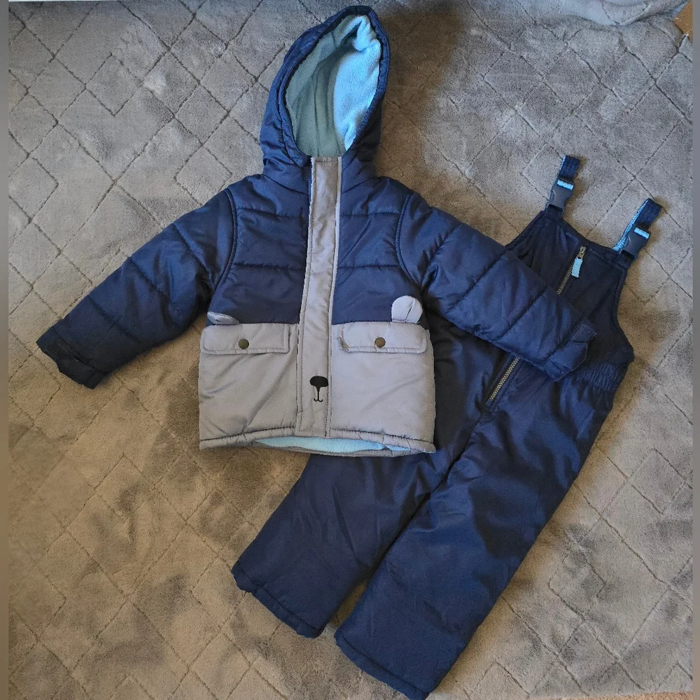 Carter's Winter Jacket/Snowsuit 2Piece Set Navy Bear